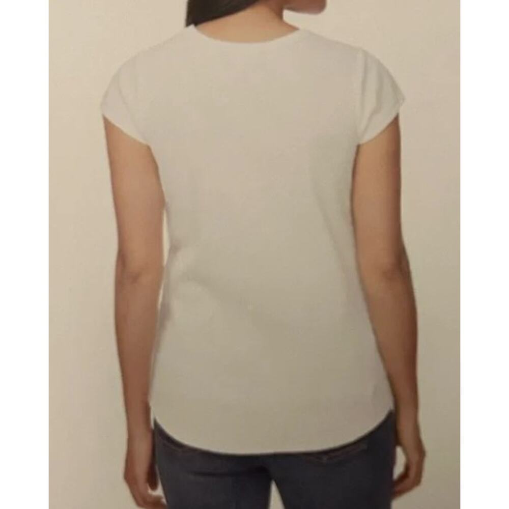 Buffalo David Bitton Women’s White Crew Neck Rib Tee - Picture 2 of 2